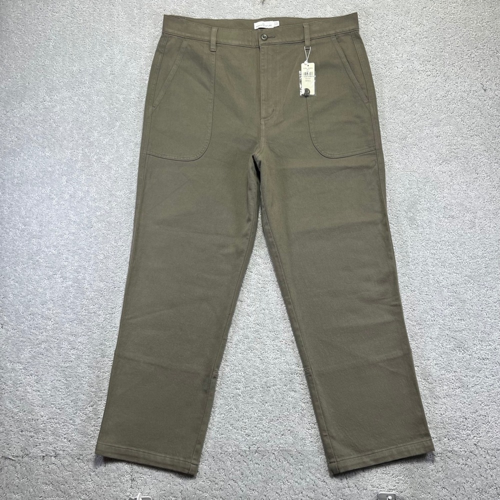 LL Bean Signature Barrel Pants Womens‎ 18 Olive Washed Cotton High Rise Tapered